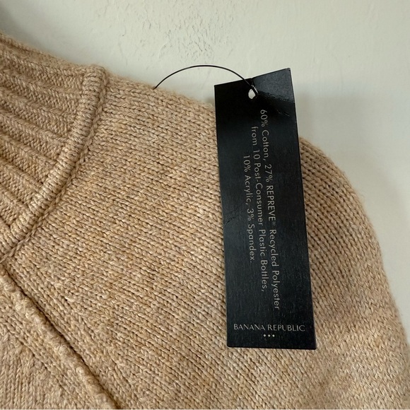 Banana Republic x Repreve NWT Oatmeal Tan Mock Neck Tunic Sweater Dress Medium - Picture 6 of 8